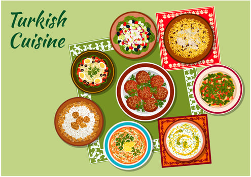Summer dishes of turkish cuisine icon vector