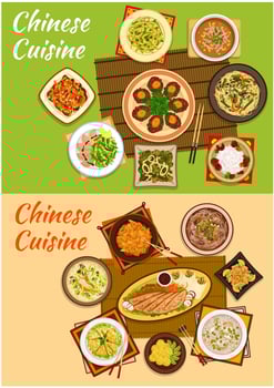 Chinese cuisine icon of signature oriental dishes vector