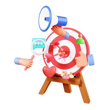 3d render digital marketing arrowbulls eye with hand carrying megaphone png