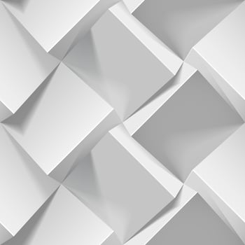 Light seamless geometric pattern. Realistic 3d cubes from white paper. Vector template for wallpapers, textile, fabric, wrapping paper, backgrounds. Abstract texture with volume extrude effect.
