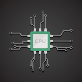 Realistic Microchip vector. CPU, Central processing unit, computer processor vector