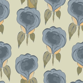 Painted graphic pattern with roses. Stylized watercolor vector
