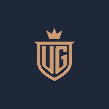 UG monogram initial logo with shield and crown style vector