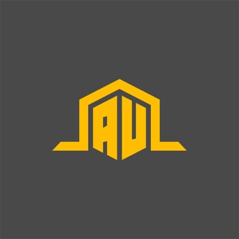 AU monogram initial logo with hexagon style design vector
