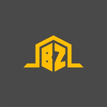 BZ monogram initial logo with hexagon style design vector