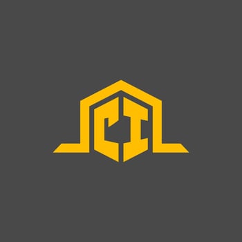 CI monogram initial logo with hexagon style design vector