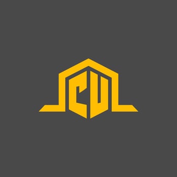 CU monogram initial logo with hexagon style design vector