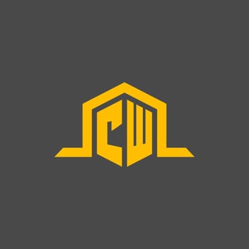 CW monogram initial logo with hexagon style design vector