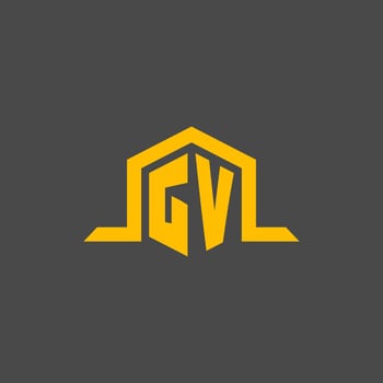 GV monogram initial logo with hexagon style design vector
