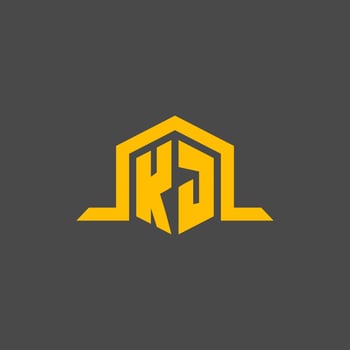 KJ monogram initial logo with hexagon style design vector