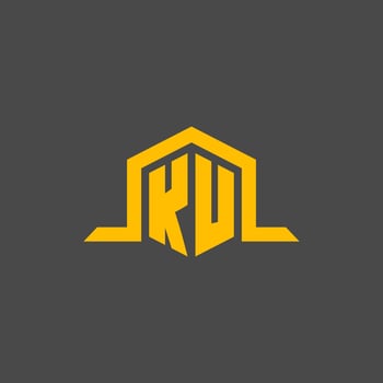 KU monogram initial logo with hexagon style design vector