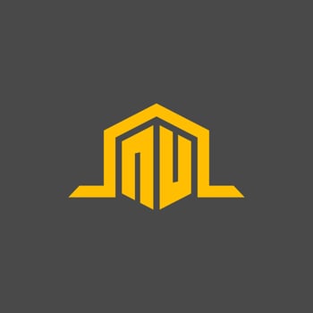 NU monogram initial logo with hexagon style design vector