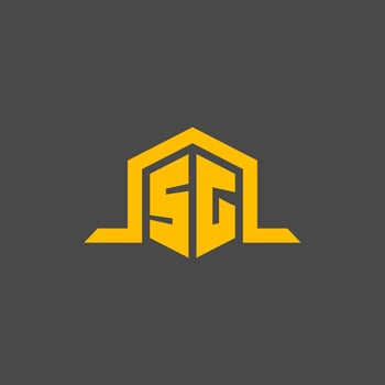 SG monogram initial logo with hexagon style design vector