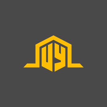 UY monogram initial logo with hexagon style design vector