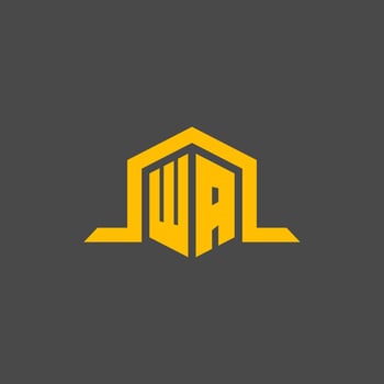 WA monogram initial logo with hexagon style design vector