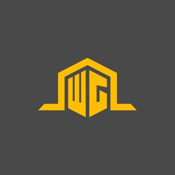 WG monogram initial logo with hexagon style design vector