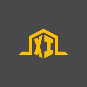 XI monogram initial logo with hexagon style design vector