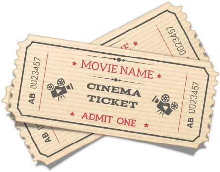 Crossed pair retro cinema tickets png