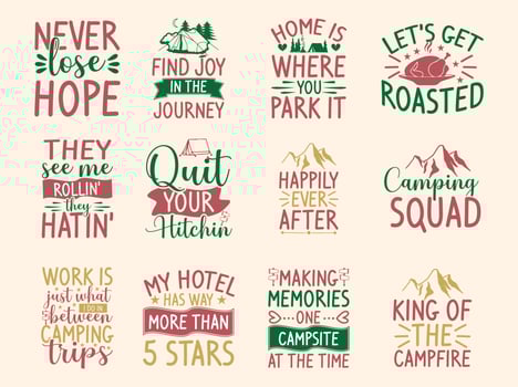 Set of camping  t-shirt design vector