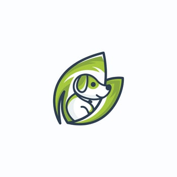 dog and leaf logotype design vector