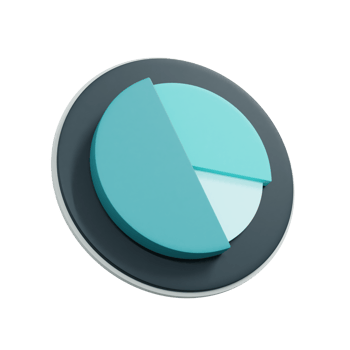 3d Pie chart illustration. Diagram icon for presentation and displaying data. Realistic and high resolution photo. -3D rendering png