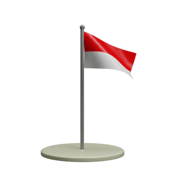 3d minimalist indonesian flag with realistic renderring png