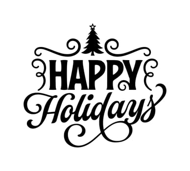 Christmas winter happy holidays lettering greeting card. Hand-drawn lettering poster for Christmas. Merry Christmas quotes calligraphy lettering isolated on white background, vector illustration.