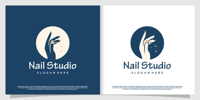 Nail logo design concept for beauty with creative element style vector