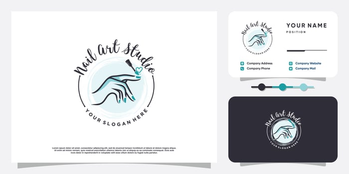 Nail logo design concept for beauty with creative element style vector