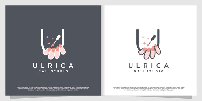 Nail logo design concept for beauty with creative element style vector