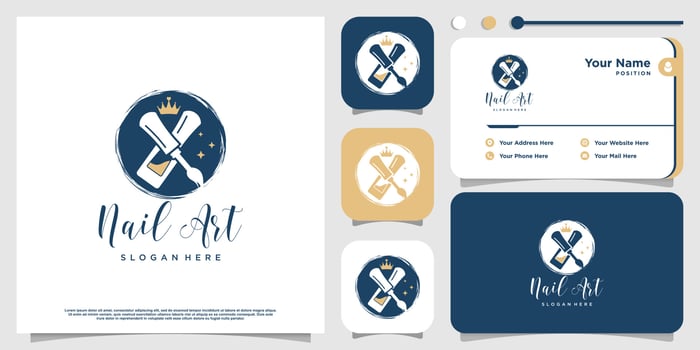 Nail logo design concept for beauty with creative element style vector