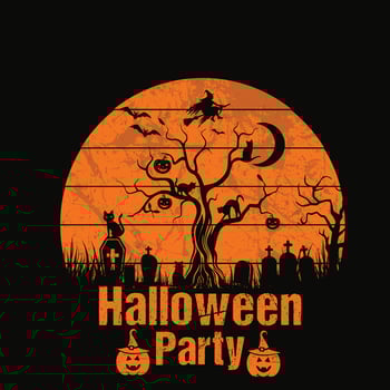Happy halloween party vector background, night background with creepy castle and pumpkins illustration. vector elements for banner, greeting card halloween celebration, halloween party poster.
