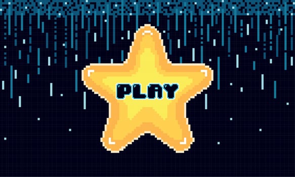 Videogame scenary Pixelated startup star Vector illustration