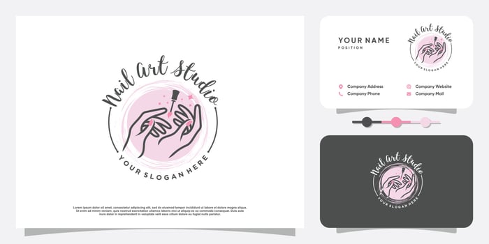 Nail polish logo design vector with creative unique style