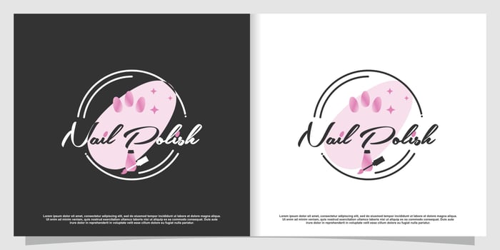 Beauty nail logo design vector with creative unique style Premium Vector
