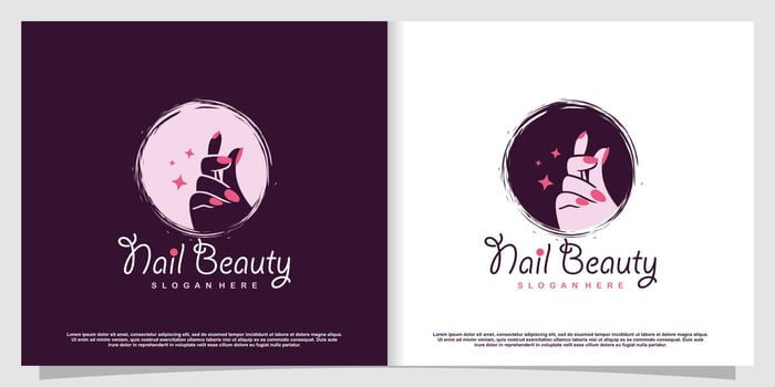 Beauty nail logo design vector with creative unique style Premium Vector