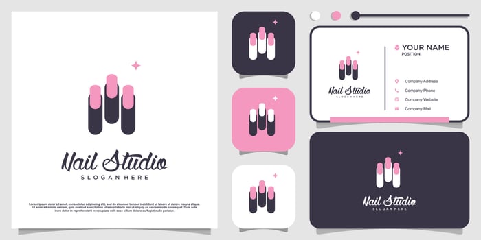 Beauty nail logo design vector with creative unique style Premium Vector