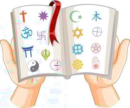 World religion symbols concept vector