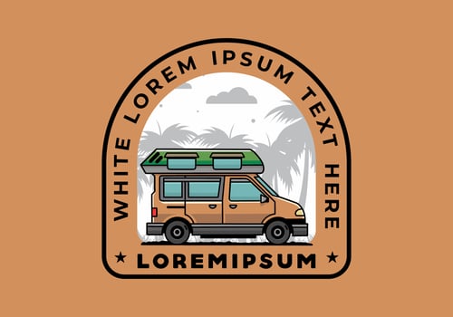 Van camper illustration badge design vector
