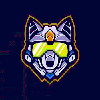 Cyborg Wolf Mascot Logo Design Illustration vector