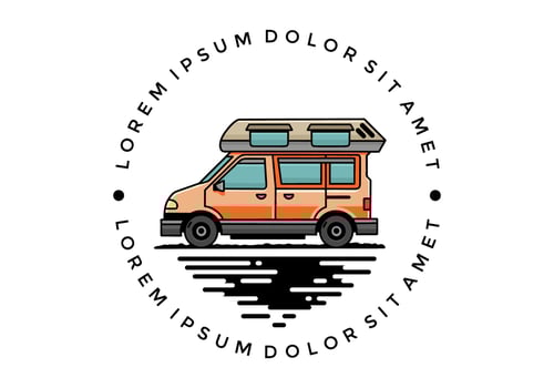 Van camper illustration badge design vector
