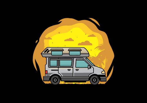Van camper illustration badge design vector