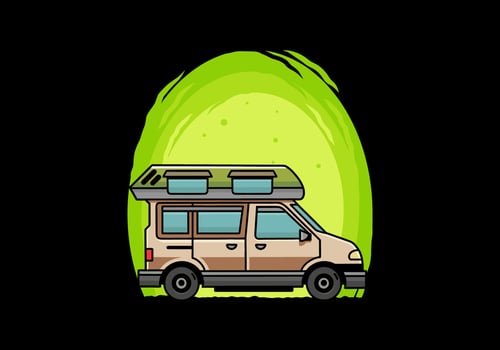 Van camper illustration badge design vector