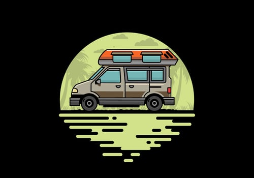 Van camper illustration badge design vector