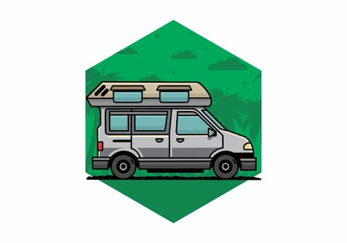 Van camper illustration badge design vector
