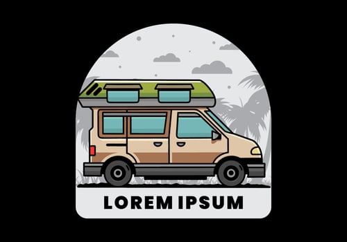 Van camper illustration badge design vector