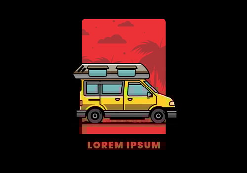Van camper illustration badge design vector