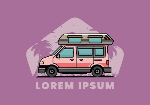 Van camper illustration badge design vector