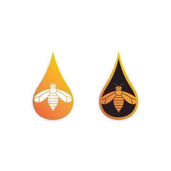 Honey and bee icon logo vector animal design and illustration
