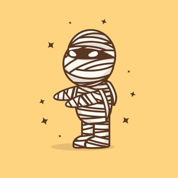 Scary Mummy cartoon icon illustration. Halloween concept. Simple premium design vector